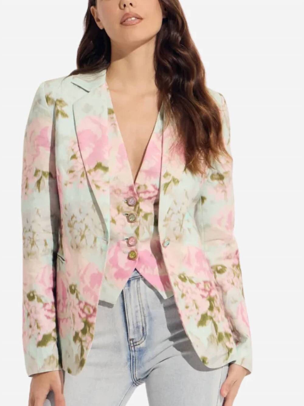NEW OOLALA pastel viscose one button blazer in multi